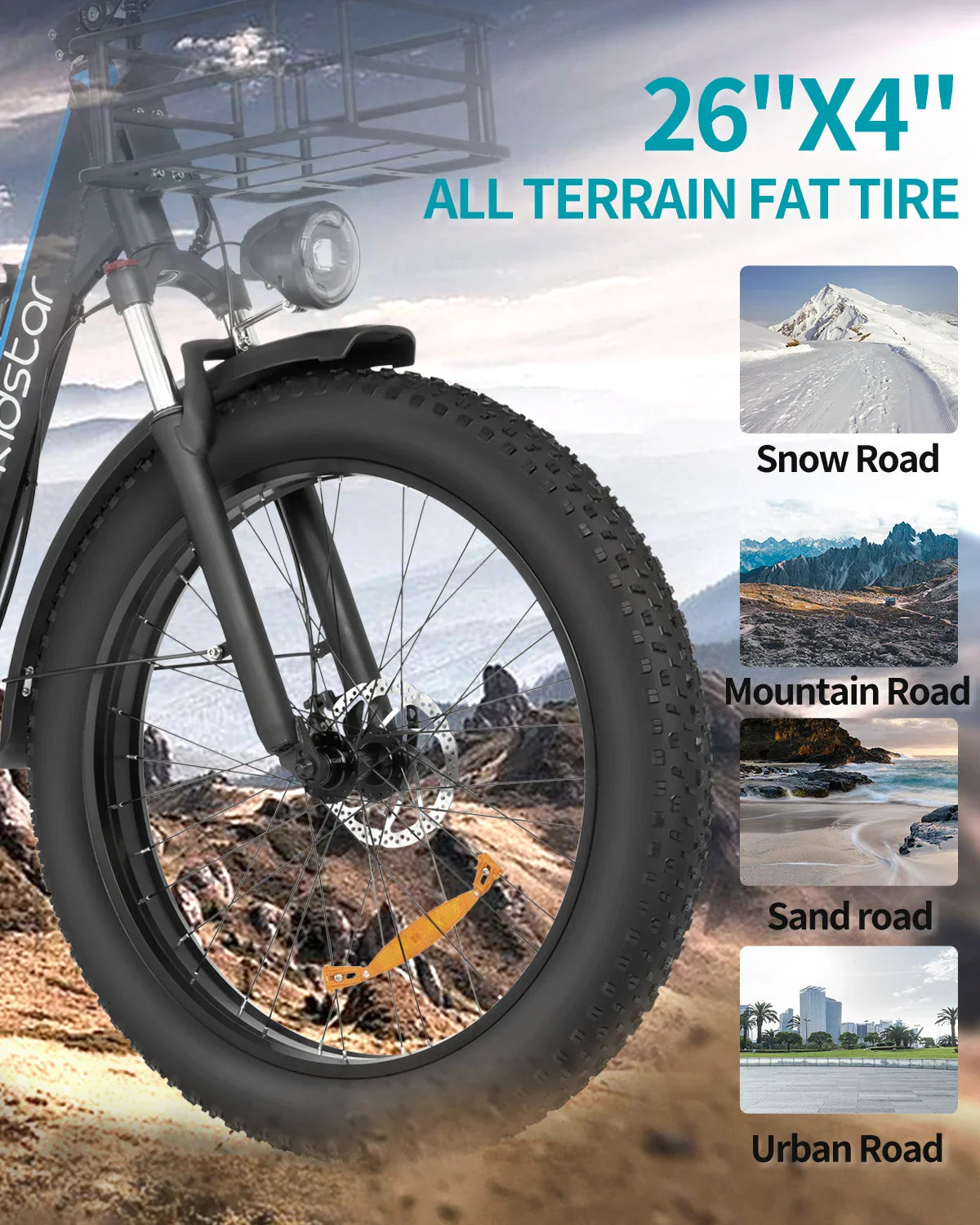 E-bike 26 Inch Fat Tire Off Road 1500W/48V/20AH